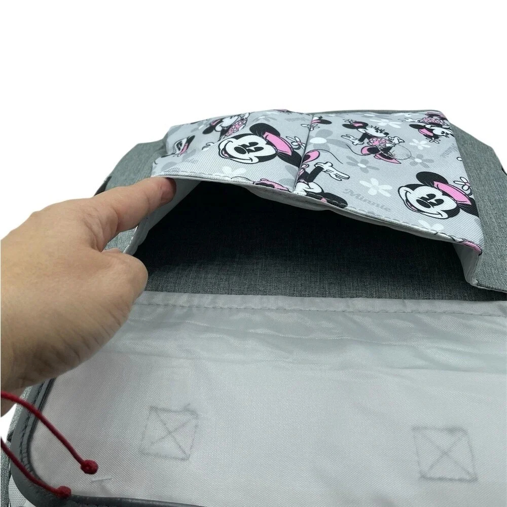 Disney Baby Minnie Mouse Diaper‎ Bag Backpack Grey 13 Pockets Stroller Loops NWT